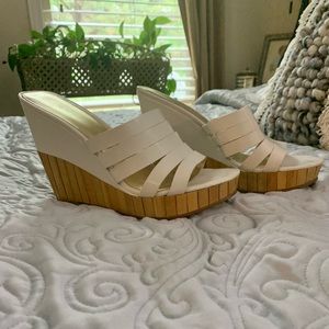 Beautiful white pair of Nine West wedges! Size 6-Great for the summer!